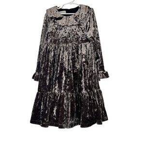 Nueces Spain brown silvery brushed Velvet Kids Dress Sz 8